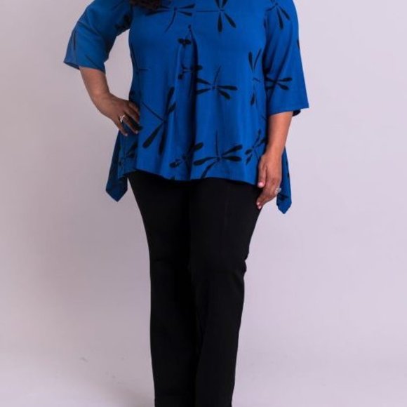Blue Sky Clothing Daniella Top - Sapphire Dragonfly 4X - Picture 2 of 2
